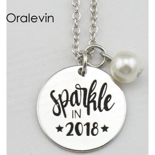 Fashion SPARK IN 2018 Inspirational Hand Stamped Engraved Accessories Custom Pendant Necklace Gift Jewelry,10Pcs/Lot, #LN1616