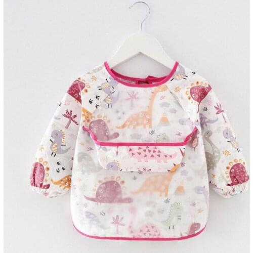 Baby Stuff Toddler Colorful Cartoon Bibs Waterproof Infant Eating Children Drawing Long Sleeve Apron Baby Self Feeding Bib