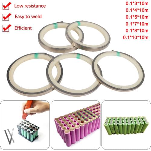 1 Roll 10m 18650 Li-ion Battery Nickel Sheet Plate Nickel Plated Steel Belt Strip Connector Spot Welding Machine Battery Welders