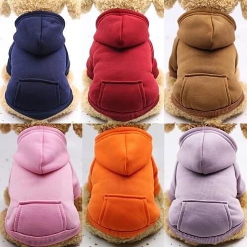 Pet Dog Solid Color Clothes Cat Hoodie Fall Winter Coat Jacket Sweatshirt Pocket Puppy Chihuahua Cute Comfort Wear Warm Plush