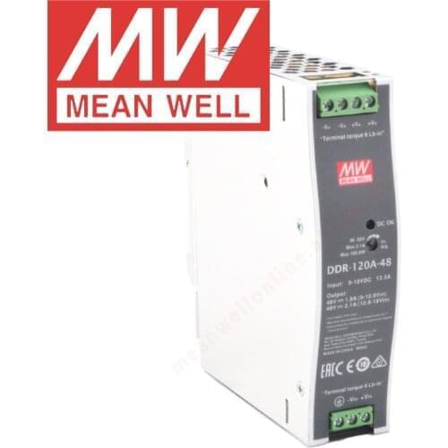 Original Mean Well DDR-120A-12 Din Rail Type DC-DC Converter Meanwell 12V/8.3A/99.6W DC to DC Power Supply 9-18Vdc Input