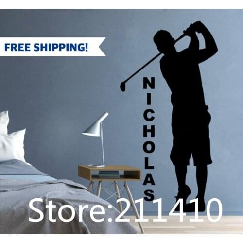 Personalized Golf Gift Wall Decals Mens Golf Gifts Sports Wall Stickers Home Decor Living Room Vinilos Paredes Mural A292