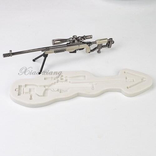 Gun Silicone Mold Resin Kitchen Baking Tools DIY Sniper Rifle Cake Chocolate Fondant Moulds Dessert Pastry Lace Decoration M2134