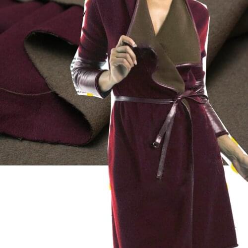 LEO&LIN Custom purple camel double-sided color heavy cashmere coat fabric 105 patchwork (1 meter)