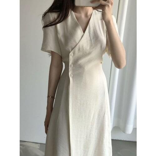 Летние платья на пуговицах QIAOXICUN China At AliExpress