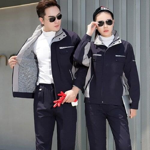 Cotton Work Clothing men women Coverall workmen uniform car Repair Work suit mechanical Reflective Safety workwear with lining4X