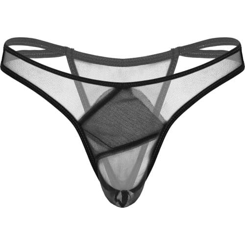 Sexy Mens Mesh Transparent Panties Bikini G-string Thongs Low Waist Sheer Gauze Briefs Gay Underwear Hot Erotic Sissy Male Brief
