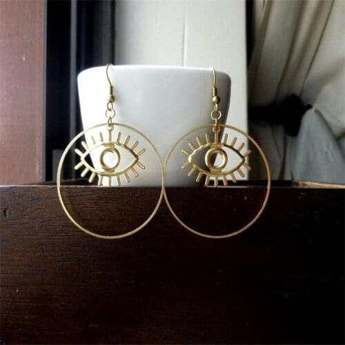Raw Brass Eye Earrings