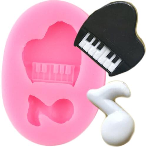 Piano Silicone Mold Music Note Fondant Cake Decorating Tools Baby Birthday Cupcake Topper Candy Clay Chocolate Gumpaste Moulds