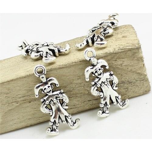Sweet Bell 40pcs 12*24mm Antique Dancing Clown Charms Pendants Jewelry fit bracelet necklace DIY jewelry findings D1010