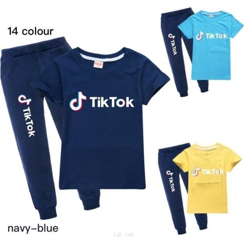 Tik Tok Baby Girls Clothes Sets For 2-16Y Summer Short Sleeve Tik Tok T Shirts Tops+ Pants Kids Boy Suits Teenagers Tracksuits