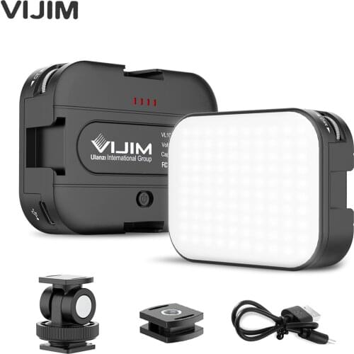 VIJIM VL100C Mini Video LED Light 6W CRI95 3200K-6500K Stepless Dimmable Triple Cold Shoe Built-in Rechargeable 2000mAh Battery