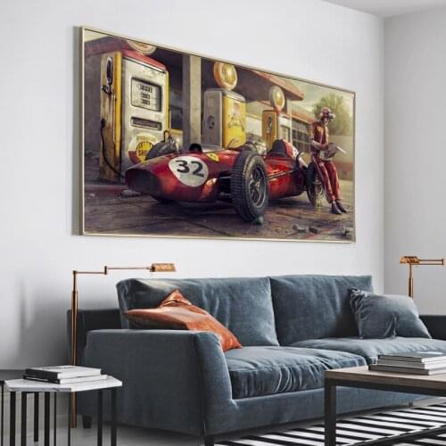 Vintage Car Poster Ferraris Classic Racing F1 Canvas Painting Car Artwork Wall Art Picture Posters and Prints Home Decoration