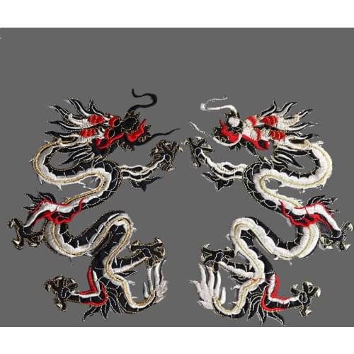 Punk Style Chinese Dragon Embroidered Patches Iron On Patches Applique For Garment Clothes Handmade Sewing Craft Decor