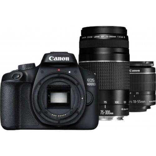 Canon EOS 4000D T100 DSLR Wi-Fi Camera with 18-55mm Lens & Canon EF 75-300mm F/4-5.6 III Lens Kit