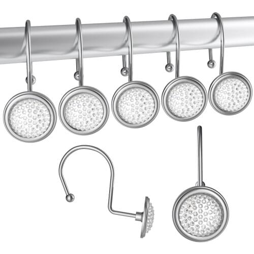 Shower Curtain Hooks,Set of 12 Heavy Duty Metal Decorative Shower Curtain Rings Vintage Rustproof Curtain Hooks for Shower Rods