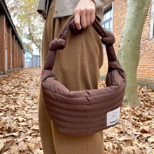 Casual Hobos Down Cotton Women Shoulder Bags Designer Handbags Space Pad Feather Crossbody Bag Large Capacity Totes 2021 Winter