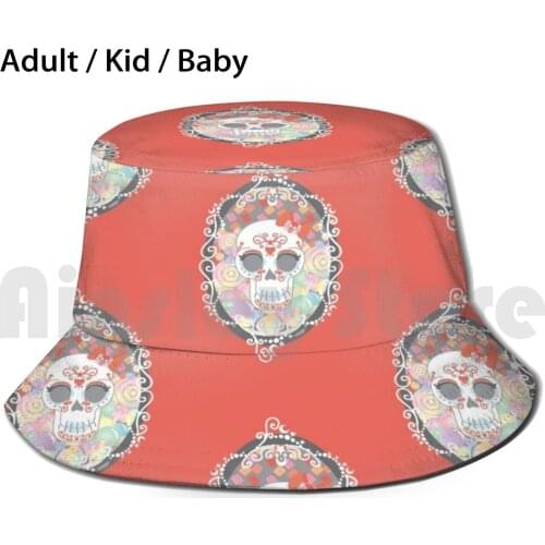 Candy Lady Cameo Sun Hat 111 Bucket Hat Dia De Los Muertos Candy Skull Skull Gothic Pastel Sweet Snacks