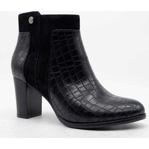 Nice styles Black button Females footwear Square and High Heel Ankle Classic Boots With Round Toe style heel solid shoes