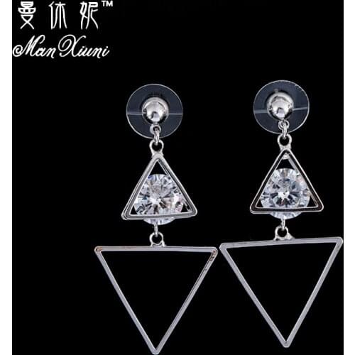 Manxiuni Pendientes Mujer Moda Trendy Geometric Costume jewelery earrings Cubic Zircon Long Earrings for women oorbellen