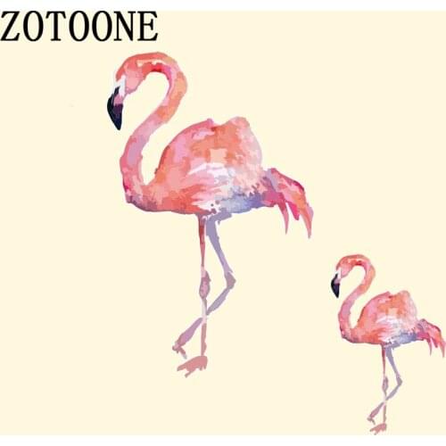 ZOTOONE Flamingo Bird Iron On Transfers Stickers Hot Heat Vinyl Thermal Transfers For T Shirt Clothes Fabric DIY Badge Applique
