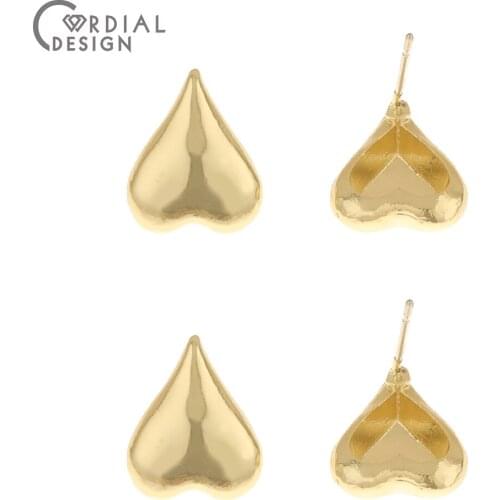 Cordial Design 100Pcs 12*14MM Earrings Stud/Jewelry Accessories/Heart Shape/Hand Made/Jewelry Finding & Components/DIY Making