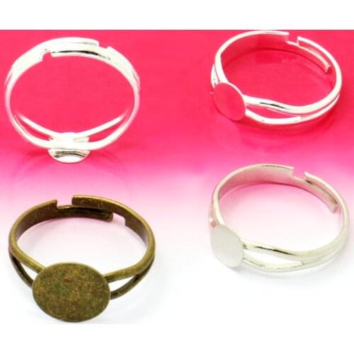 20pcs 2019 ring blank base set Cabochon 8mm 10mm DIY fashion ring jewelry making adjustable ring