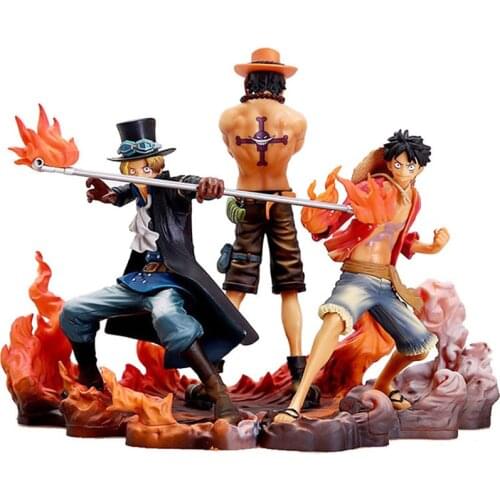 3Pcs/set Anime Figurine Monkey D Luffy Ace Sabo Three Brothers Set PVC Action Figure Collection Model Toys Doll 14-17Cm Ornament