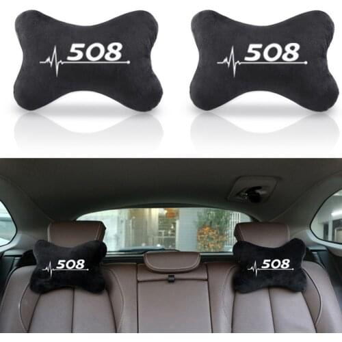 Velvet Car Headrest Pillow Black Auto Neck Pillow Car Styling Interior Accessories Car Neck Pillow for Peugeot 508