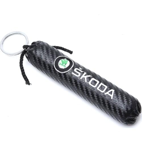 Carbon Fiber Key Chain Car Keyring Accessories for Skoda Logo Octavia 2 A7 Tour RS Fabia Rapid Kodiaq Superb Kamiq Yeti Karoq