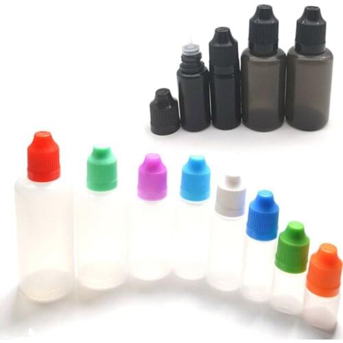 50pcs 3ML 5ML 10ML 15ML 20ML 30ML 50ML 60ML 100ML 120ML E Liquid Plastic Dropper Bottles With Childproof Cap Needle Vail