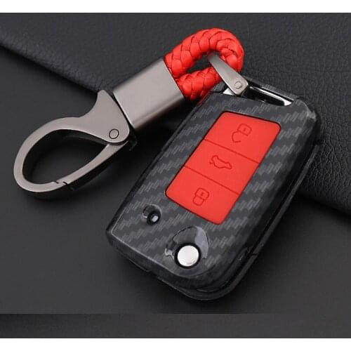 Carbon Fiber Car Key Case Bag Cover For Volkswagen VW Golf 7 MK7 Tiguan Touran 2017 For Skoda Octavia A7 RS For Seat Leon Ibiza