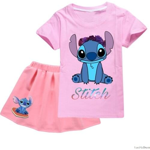 Disney Stitch Kids Suits Clothing Set T Shirts+Pant for Toddler Boy Clothes Girl Boys Short Sportswear Clothes Short Suit