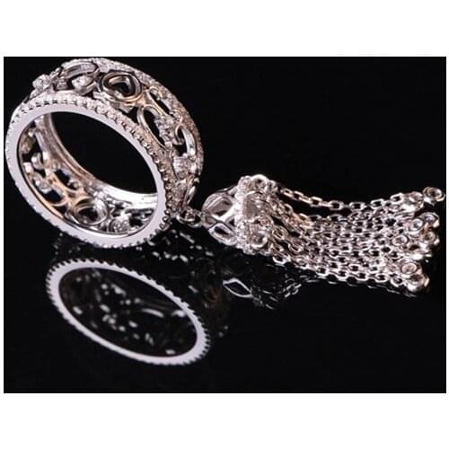 Designer Fashion 925 Sterling Silver Jewelry 3A Cubic Zirconia Party Tassel Ring