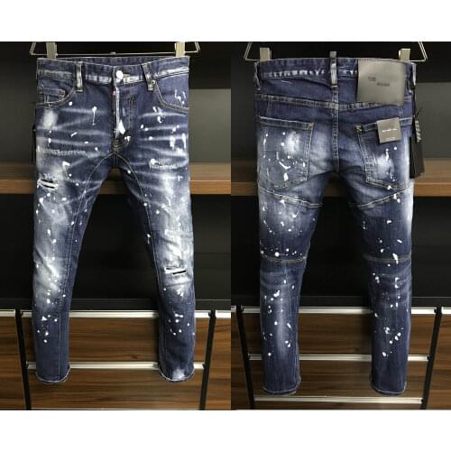 DSENQI New Men Jeans Ripped for Men Skinny DSQ Jeans Pants Mens Jeans A505