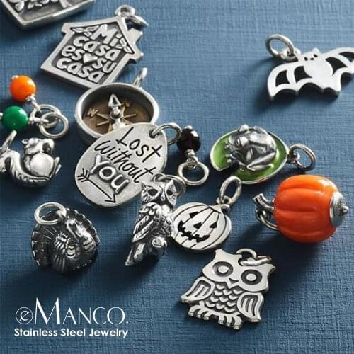 EManco Pendant Necklace 3D stereo Charms Halloween atmosphere Stainless Steel Necklace Cosplay Jewelry Gift for DIY Jewelry