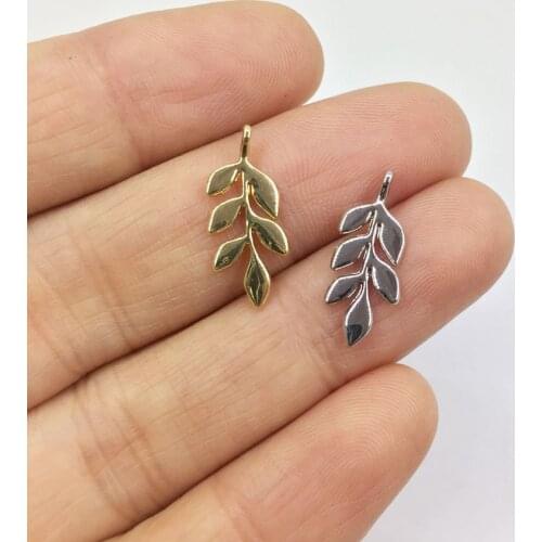 Eruifa 20pcs 7*14mm Gold/Silver Plated Leaf Zinc Alloy Charms Pendant Jewelry DIY Necklace Bracelet Earrings 2 colors