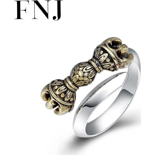 FNJ 925 Silver Ring Vajra Sword Punk New Fashion Original S925 Sterling Silver Rings for Men Jewelry Adjustable Size Buddha