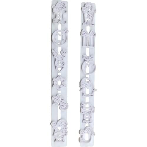 2 Pcs Christmas Cake Stamping Printing Mold Elk Snowflakes Santa Claus Cookie Bread Fondant Biscuit Party Decorating Baking Tool