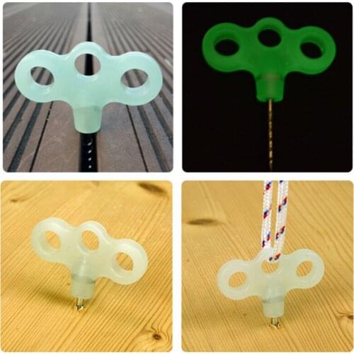 2pcs outdoor luminous 3 eyes screw camping deck nails stainless steel tent thread wind rope nail outdoor tent accessories