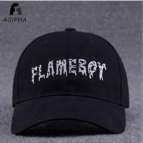 Cotton Fitted Snapback Baseball Cap For Men And Women Letter FLAMEBOY Embroidery Hats Black White Summer Hat