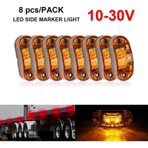 8 pcs Turn Signal Lamp 10-30V LED Side Marker Lights Warning Tail Light Auto Trailer for Truck Auto Lorry Lamp Red/Yellow