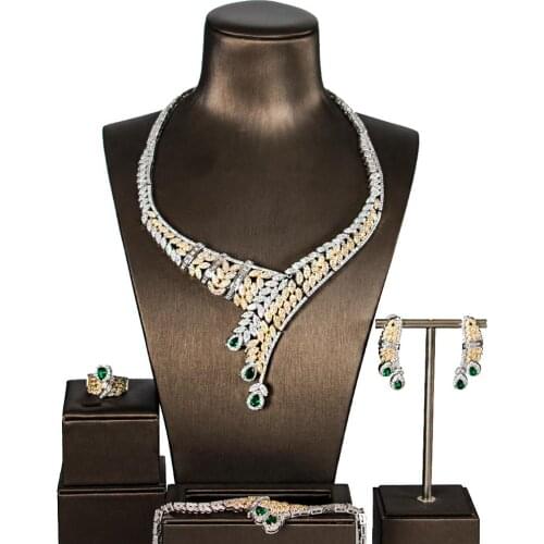 LAN PALACE new 5A cubic zirconia wedding jewelry sets Necklace/Earrings/Ring/Bracelet 4PCS for Anniversary free shipping