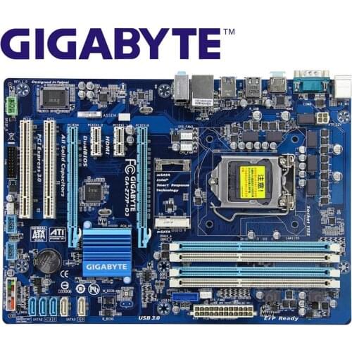 LGA1155 DDR3 For Intel Original Gigabyte GA-Z77P-D3 SATA3 Motherboard USB 3.0 Z77 Z77P-D3 Z77P D3 Desktop Mainboard HDMI Used