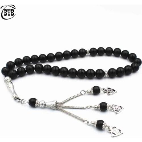 Fashion New Nostalgic Muslim Islamic Tasby Black Crystal Praying Lady Charm Rosary Bracelet Round 33 Beaded Bracelet