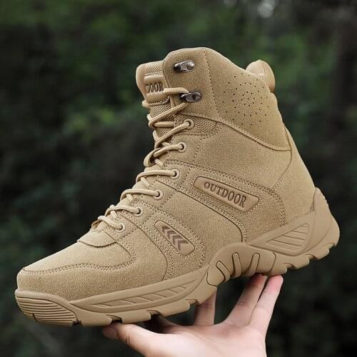 Mens Military Boots High Top Outdoor Hiking Shoes Men Anti-collision Quality Army Tactical Boots Zapatillas Hombre