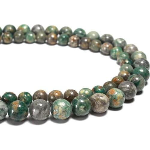 Wholesale Natural Green Sea Sediment Jaspers Loose Round Stone Beads For Jewelry Making DIY Handmade Bracelet 6/8/10MM