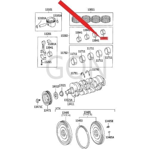 Connecting rod bearing 2004-Toy ota COR OLL ACO ROL LAV ERS OCE LI CA Connecting rod bush bolt type roller needle roller bearing