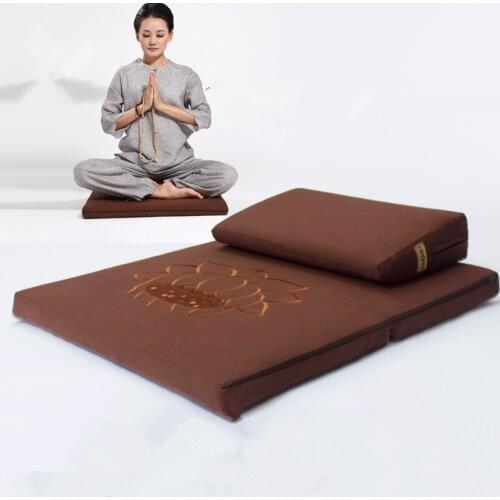NewDeluxe Zafu & Zabuton 2 Piece Set - Yoga/Meditation Cushions Square 60/70/80cm Japanese Zafu Floor Cushion Lotus Meditation
