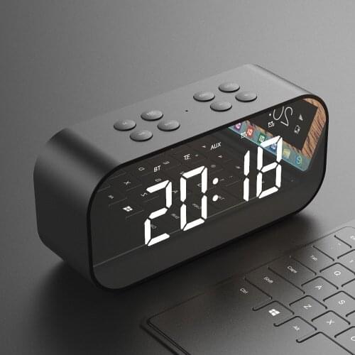 Portable Makeup Mirror Wireless Bluetooth Speaker Alarm Clock LED Time Display AUX TF Card MP3 Player
